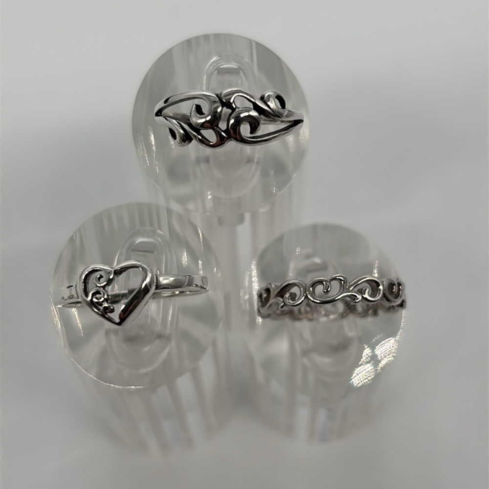 Trio of Heart Motif Size 7 925 Rings